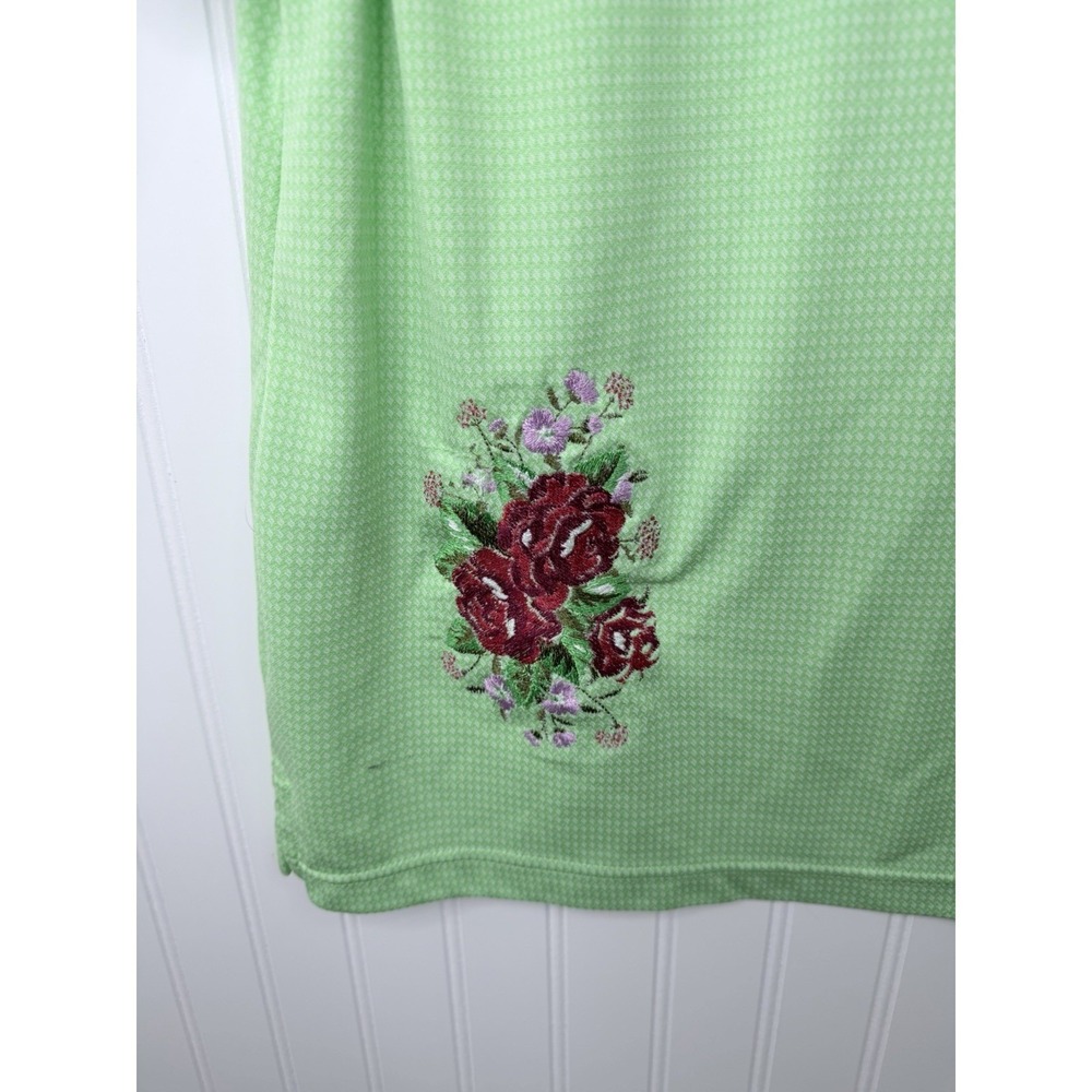 Ben Hogan Performance Polo Shirt L Green Custom Floral Embroidered Golf Shirt - Picture 13 of 16